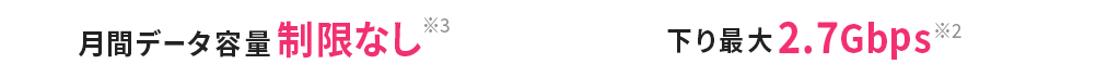 月間データ容量制限なし 下り最大2.7Gbps