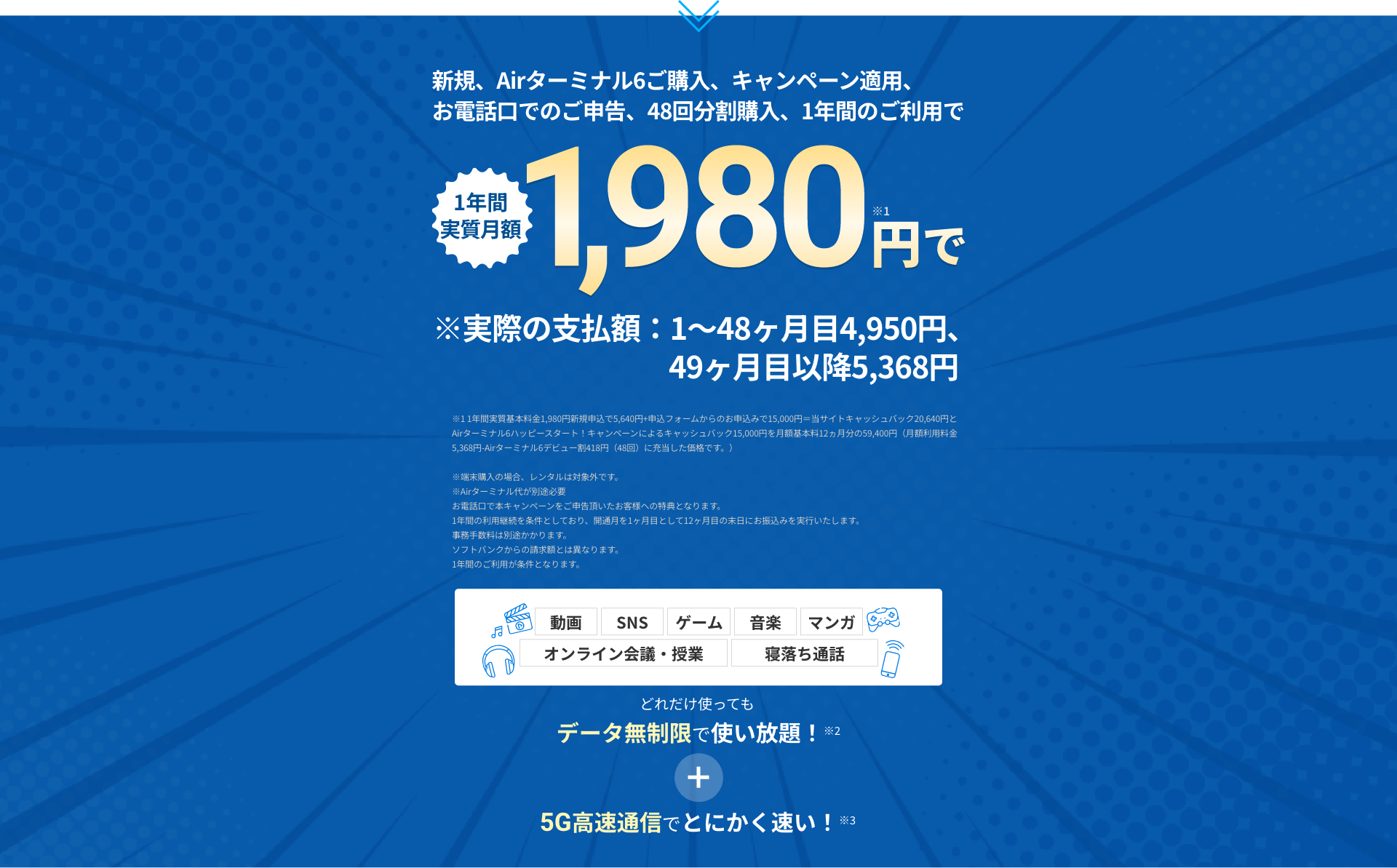 1年間実質月額1,980円